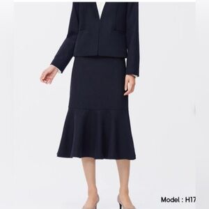 GU Tweed Mermaid Skirt Suits Set NWT Navy Blue